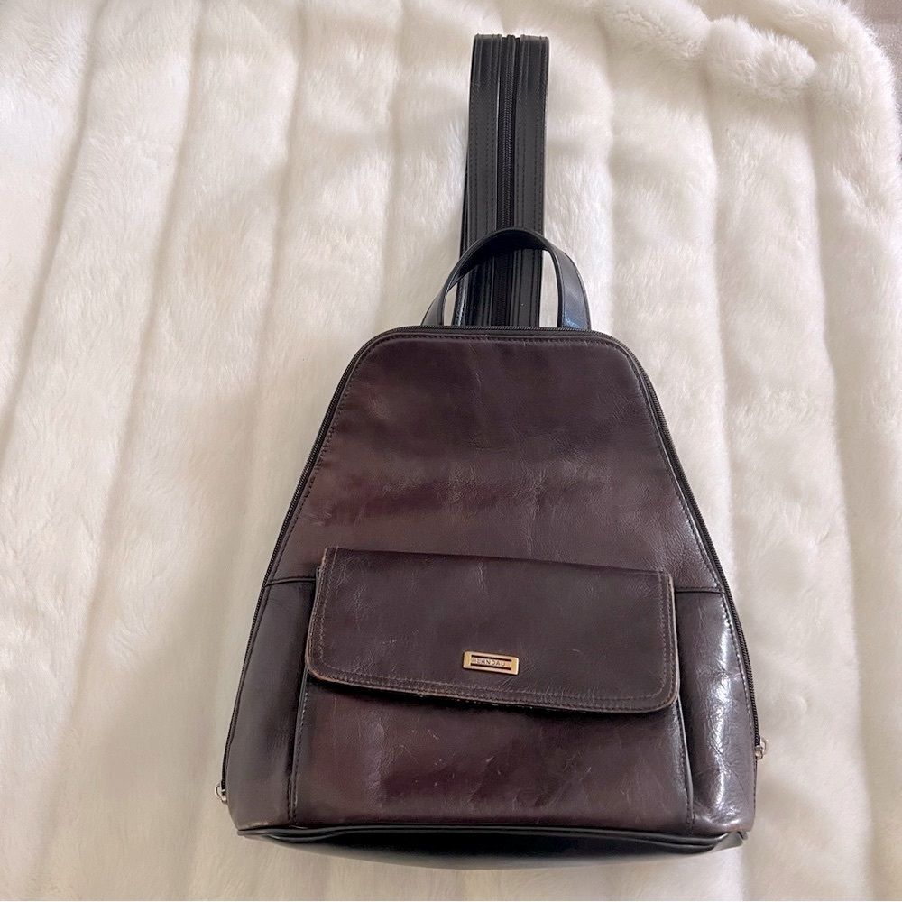 Landau Sacamoto brown leather backpack